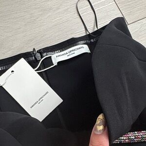 Amanda Uprichard Black Dress with Beaded Detail